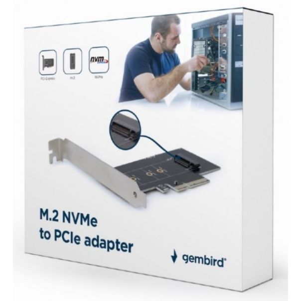 PEX-M2-01 Gembird M.2 SSD NVMe adapter PCI-Express add-on card, sa dodatnim low-profile breketom - EP3225505