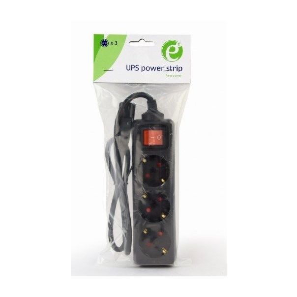 EG-PSU3-01 Gembird UPS naponski kabl, 3 Shuko uticnice, 16A, C14 plug, 0.6m, black (Alt. PC-SFC14M) - EP3223272