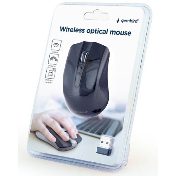 MUSW-4B-04 ** Gembird Bezicni mis 2,4GHz opticki USB 800-1600Dpi black 99mm (337) - EP3227272