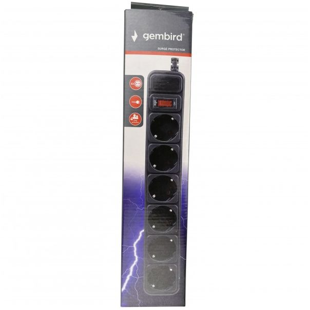 SPG6-B-10 (3G1.5) ** Gembird produzni kabl sa zastitom 6 uticnica (3x1.5mm,16A,3500W) 3m black (527) - EP3223230