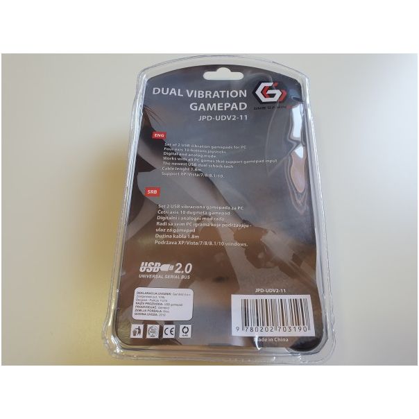 JPD-UDV2-11 ** Gembird USB 2.0 double analog vibration gamepad black (639) - EP3223756
