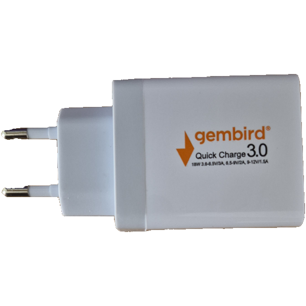 NPA-AC36 ** Gembird QC3.0 brzi punjac +Type C USB kabl,18W 3.6-6.5V/3A, 6.5V-9V/2A, 9V-12V/1.5A(351) - EP3223928