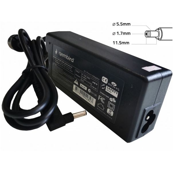 NPA65-190-3420 (AC07) Gembird punjac za laptop 65W-19V-3.42A, 5.5x1.7mm yellow (Alt=AC09) - EP3223937