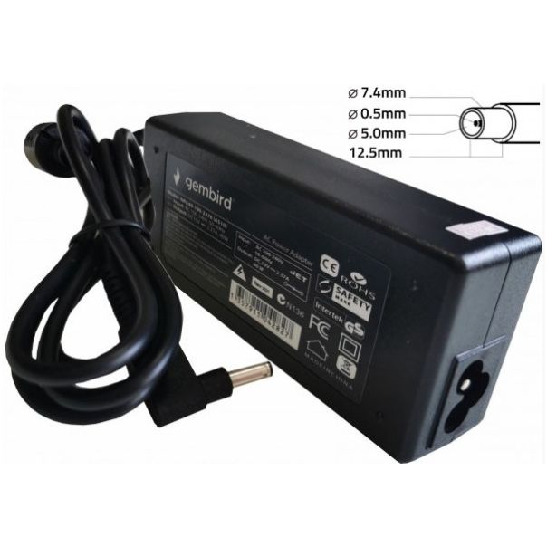 NPA90-195-4620 (DE10) Gembird punjac za laptop 90W-19.5V-4.62A, 7.4x5.0mm black PIN - EP3223964