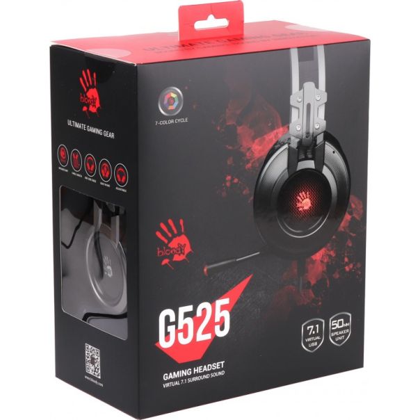 A4-G525 A4Tech Bloody gejmerske slusalice sa mikrofonom, 7.1 SURROUND, 50mm/16ohm, color LED, CH,USB - EP3243709