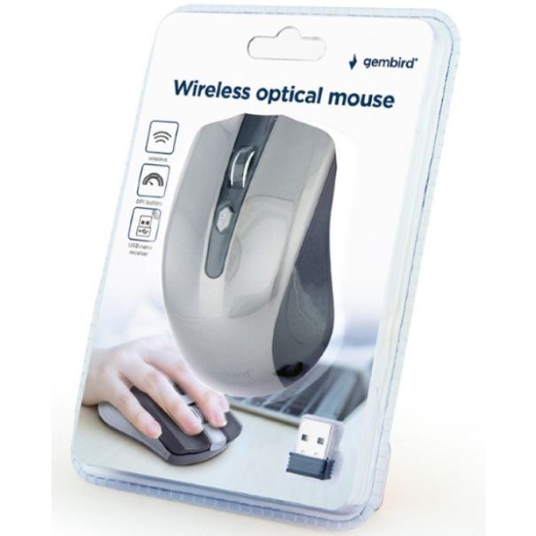 MUSW-4B-04-BG Gembird Bezicni mis 2,4GHz opticki USB 800-1600Dpi black/spacegrey 99mm. - EP3226180