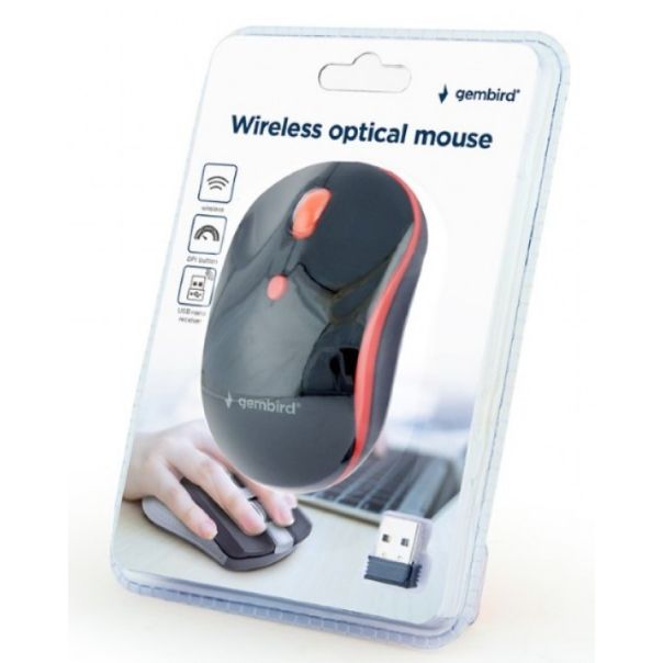 MUSW-4B-03-R Gembird Bezicni mis 2,4GHz opticki USB 800-1600Dpi black/red 103mm - EP3226186