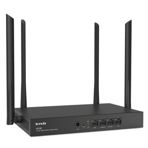 Tenda W18E AC1200 wireless dual band ruter 2.4+5GHz, 1W/3L, Gbit, 128mb, 4x5dBi 12v/1a 50users 300m2 - EP3227459
