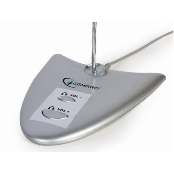 MIC-DU-01 Gembird Desktop mikrofon sa integrisanom zvucnom karticom, savitljivo telo, silver, 3.5mm - EP3227474