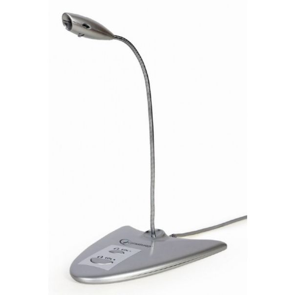 MIC-DU-01 Gembird Desktop mikrofon sa integrisanom zvucnom karticom, savitljivo telo, silver, 3.5mm - EP3227474
