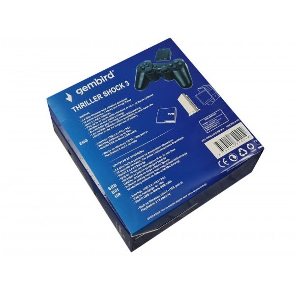 JPD-THRILLERSHOCK 3 ** Gembird Bezicni gamepad sa dvostrukom vibracijom, PS2 / PS3 / PC (737) - EP3227542