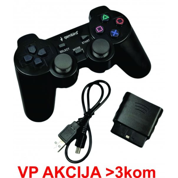 JPD-THRILLERSHOCK 3 ** Gembird Bezicni gamepad sa dvostrukom vibracijom, PS2 / PS3 / PC (737) - EP3227542