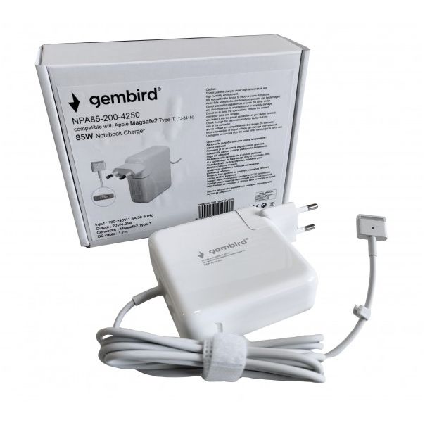 NPA85-200-4250 (TJ-341N Apple Type-T) Gembird punjac za MacBook 85W-20V-4.2A, Magsafe2 Type-T - EP3227650