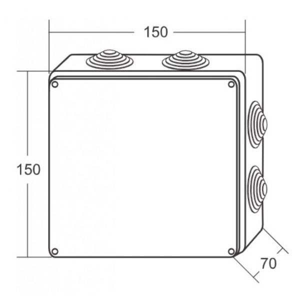 Razvodna kutija sa gumenom zaptivkom ME-K150x150x70mm (8uvodnica) IP65 - EP3237016