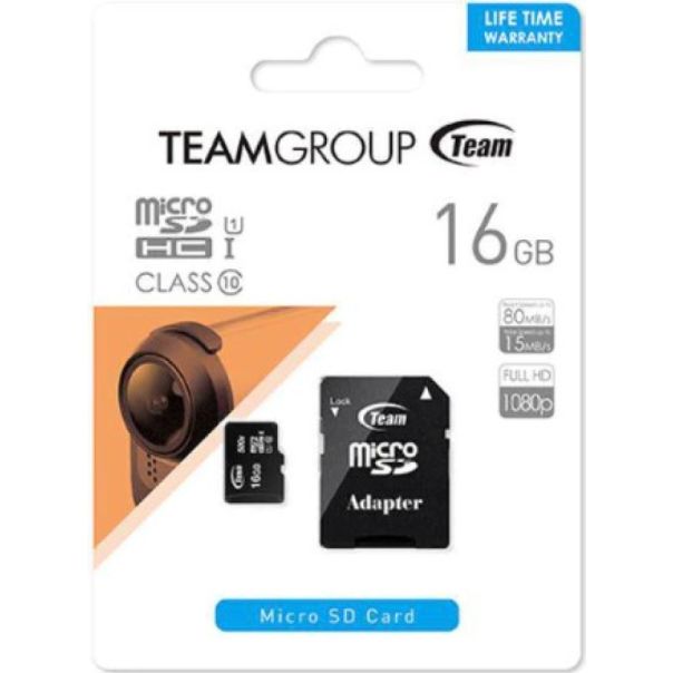 TEAM GROUP TeamGroup MICRO SDHC 16GB UHS-I +SD Adapter TUSDH16GCL10U03 - 40343