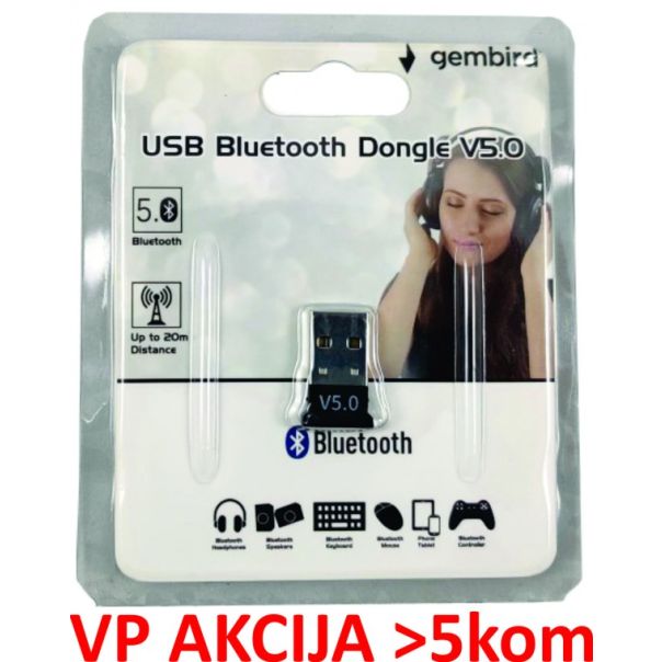 BTD-MINI8 ** Gembird USB2.0/3.0  Bluetooth dongle v5.0, 2.4Ghz 3MB/s(24Mbps) 8dBm 20m BR8651(399) - EP3228094