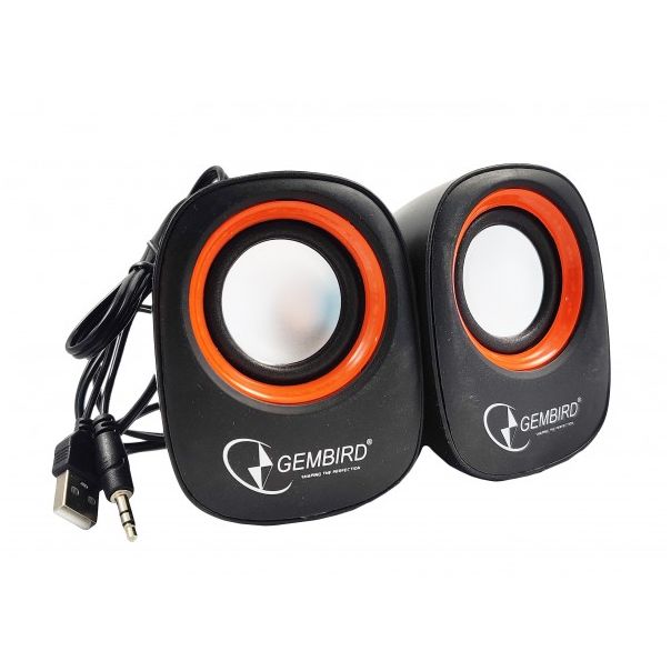 SPK-107 ** Gembird Stereo zvucnici Orange/Black, 2 x 3W RMS USB pwr, 3.5mm kutija sa prozorom (379) - EP3227578