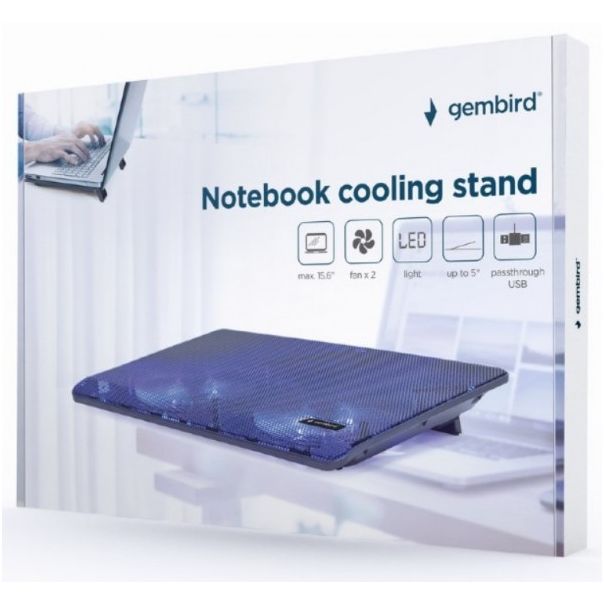 NBS-2F15-05 Gembird hladnjak za laptop, 15.6 2x125mm Fan, USB, 340x250mm, Ergo Stand - EP3230874