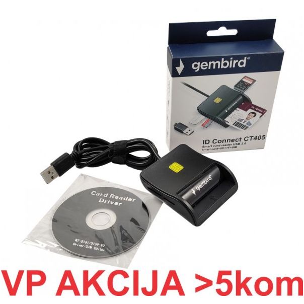 CRDR-CT405 ** Smart card reader USB2.0 Citac licne karte, sobracajne bank. +SD+TF+SIM reader (959) - EP3224030