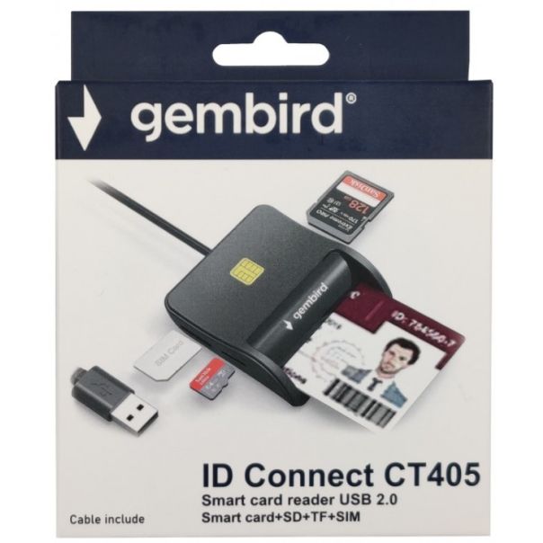 CRDR-CT405 ** Smart card reader USB2.0 Citac licne karte, sobracajne bank. +SD+TF+SIM reader (959) - EP3224030