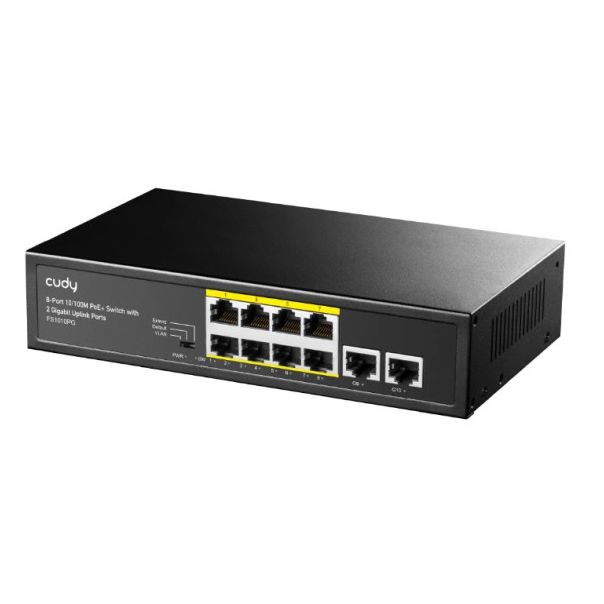 Cudy FS1010PG 8-Port 10/100M PoE+ Switch, 2Uplink 10/100/1000M, 120W, 250m, steel (Alt.PFS3010-8ET) - EP3269103