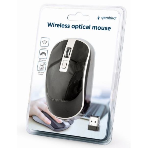 MUSW-4B-06-BS Gembird Bezicni mis 2,4GHz opticki USB 800-1600Dpi black/silver 115mm FO - EP3225790
