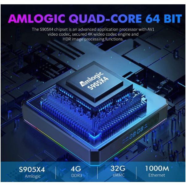 GMB-X96 X4 4/32GB smart TV box S905X4 quad, Mali-G31MP 8K, KODI Android 11.0 - EP3225967