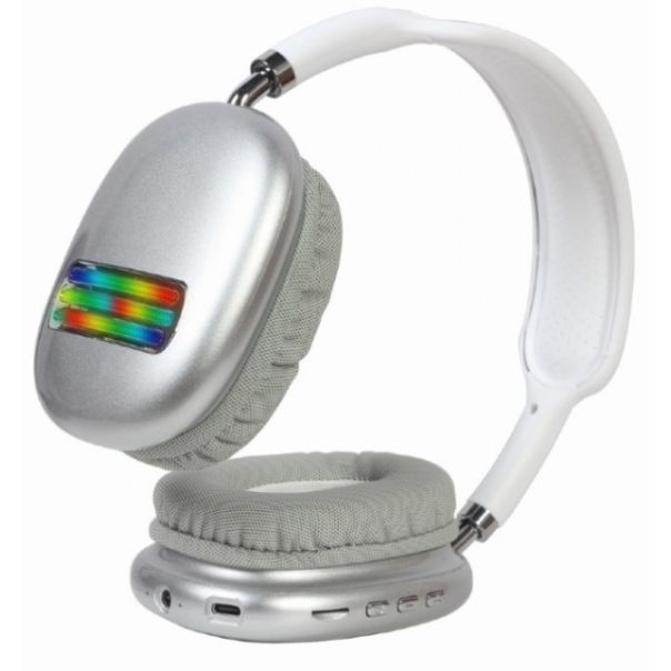 BHP-LED-02-W Gembird Bluetooth stereo Slualice sa mikrofonom Bt V5.0 400mAh/32Ohm, 2h Li-ion Bele - EP3224527
