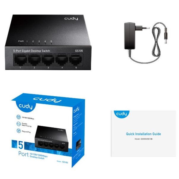Cudy GS105 metalni 5-Port Gbit Desktop Switch, 5x RJ45 10/100/1000, ver 4.0 - EP3224548