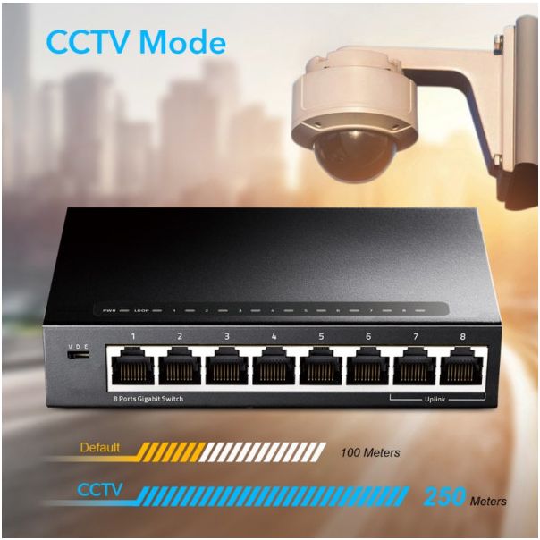 Cudy GS108 metalni 8-Port Gbit desktop Switch, 8x RJ45 10/100/1000 - EP3226638