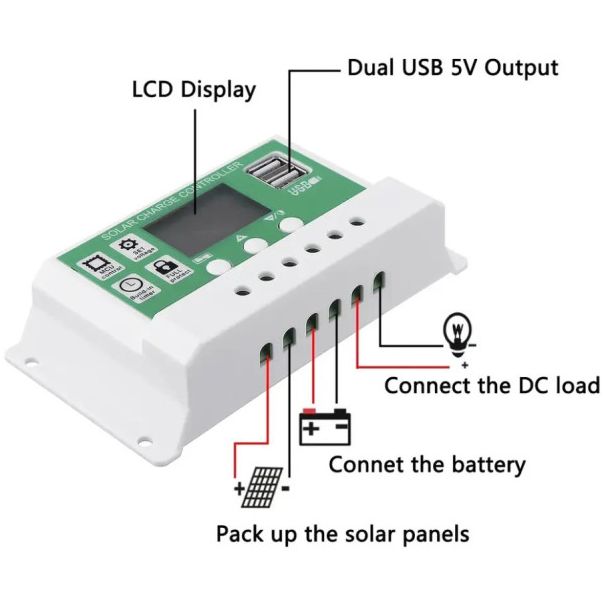 SOL-CONTROL30AG GMB PV solarni regulator punjenja 30A/20A/10A 12V/24V automatski podesivi PWM LCD - EP3227263