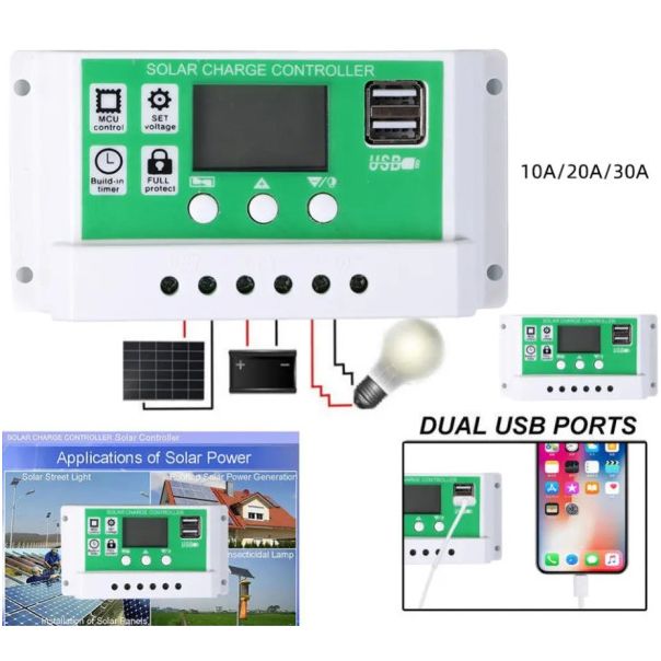 SOL-CONTROL30AG GMB PV solarni regulator punjenja 30A/20A/10A 12V/24V automatski podesivi PWM LCD - EP3227263