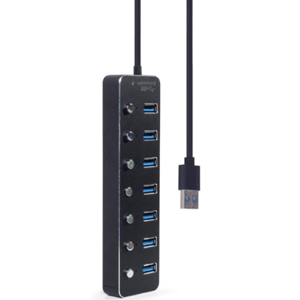 UHB-U3P7P-01 Gembird 7-port USB 3.1 (Gen 1) hub with switches, black - EP3274503