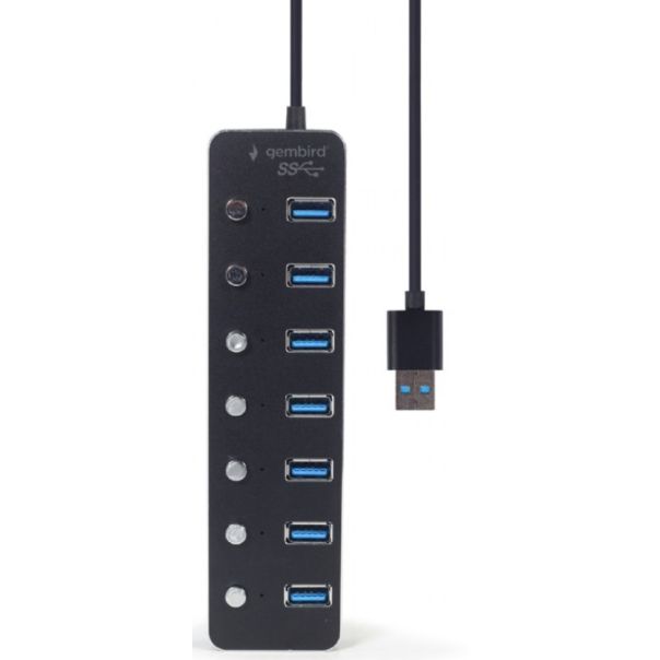 UHB-U3P7P-01 Gembird 7-port USB 3.1 (Gen 1) hub with switches, black - EP3274503