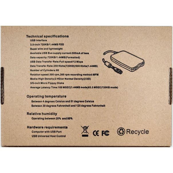 FLD-USB-05 Gembird Ekstern FFD USB1.1 3.5 Floppy Disk Drive - EP3224284