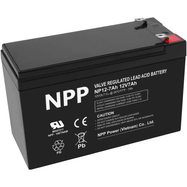 NPP NP12V-7Ah, AGM BATTERY, C20=7AH, T2, 151x65x94x100, 1,97KG, BLACK - EP3236928