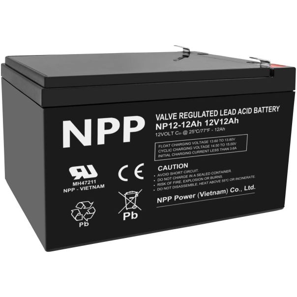 NPP NP12V-12Ah, AGM BATTERY, C20=12AH, T2, 151x98x95x100, 3,3KG, BLACK - EP3236931
