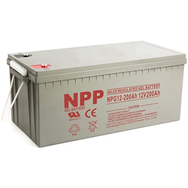 NPP NPG12V-200Ah, GEL BATTERY, C20=200AH, T16, 522x238x218x222, 52,8KG, Light grey - EP3236998