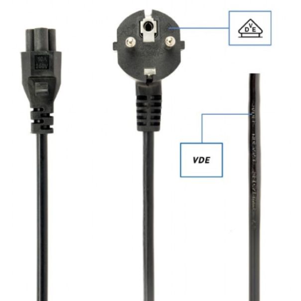 PC-186-ML12-1M Gembird Detelina C5 napojni kabl za notebook, VDE certifikat 1m - EP3227390