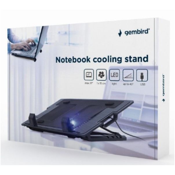 NBS-1F17T-01 Gembird hladnjak za laptop, 17inc 150mm Fan, USB, 370x265mm, Ergo Stand - EP3231129