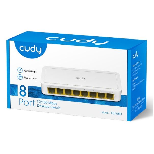 Cudy FS108D LAN 8-Port 10/100 Switch auto-negotiation RJ45 ports - EP3269112
