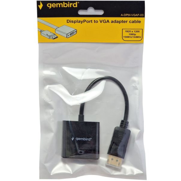 A-DPM-VGAF-03 ** Gembird DisplayPort to VGA adapter cable, BLACK (381) - EP3223379