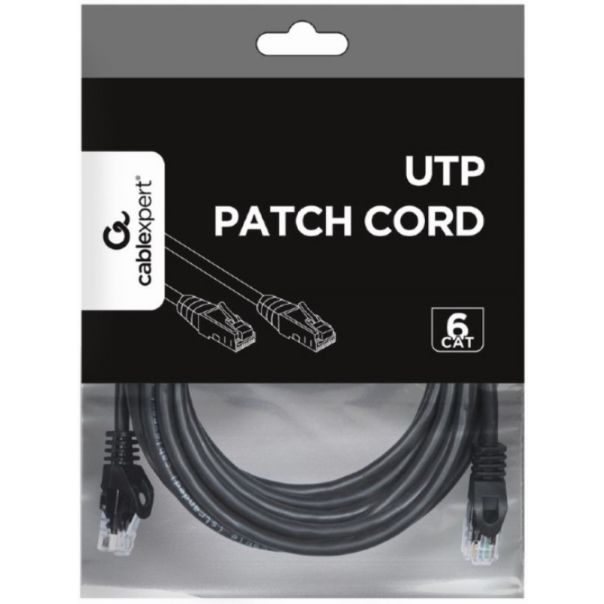 PP6U-5M/BK Gembird Mrezni kabl, CAT6 UTP Patch cord 5m black - EP3223457