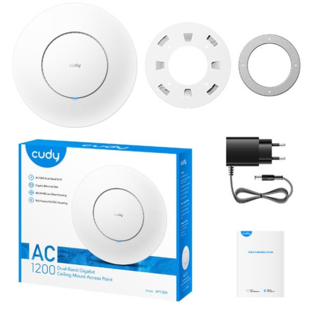Cudy AP1300 DC AC1200 Gigabit Wireless Access Point, Dual Band, 1xGbit WAN/LAN, AP/Router/RE/WISP - EP3223511