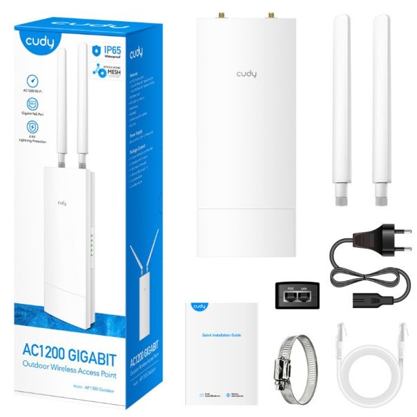 Cudy AP1300 Outdoor AC1200 Gigabit Wireless Access Point, MU-MIMO/OFDMA, Mesh, IP65 - EP3226873