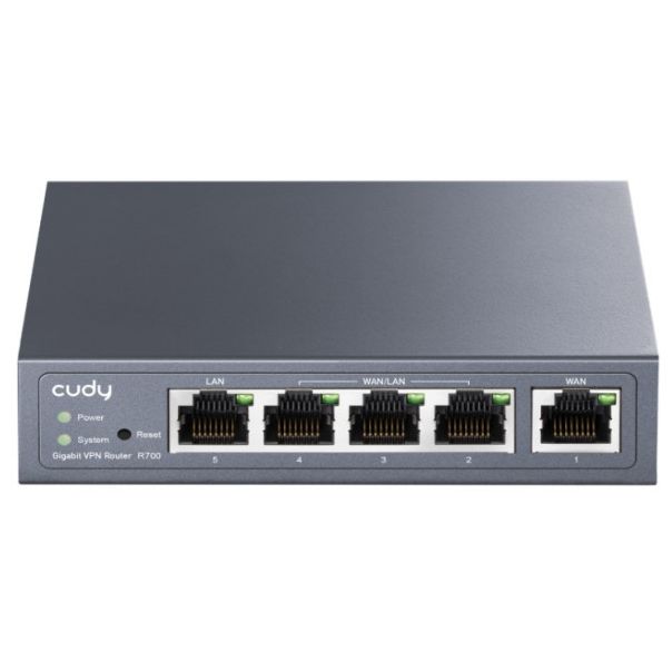 Cudy R700 Gigabit Multi-WAN VPN Router, 1Gbit WAN, 3Gibt LAN/WAN, 1Gbit LAN, 128MB DDR, 16MB NOR Fl - EP3223514
