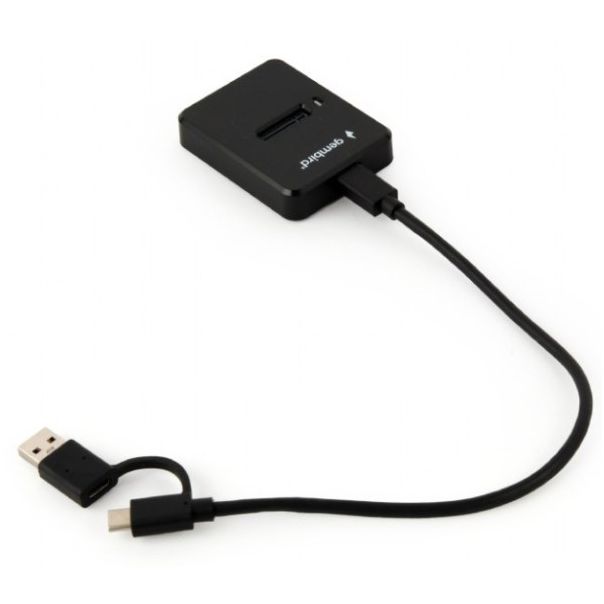 DD-U3M2 Gembird Desktop USB Type-C M.2 SATA & NVME SSD drive docking station, black - EP3223538