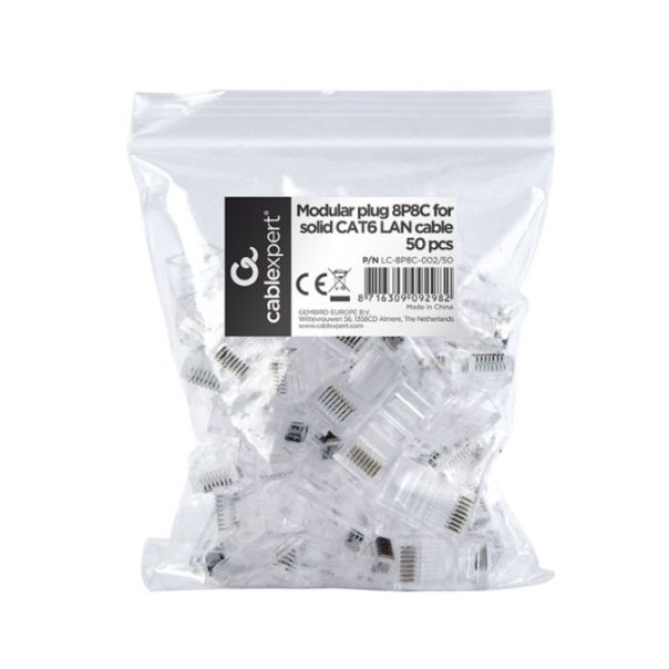 LC-8P8C-002/50 Gembird CAT6 UTP Modular plug 8P8C 30u gold plated RJ45, 50 u pak /CENA PO PAKOVANJU - EP3224012