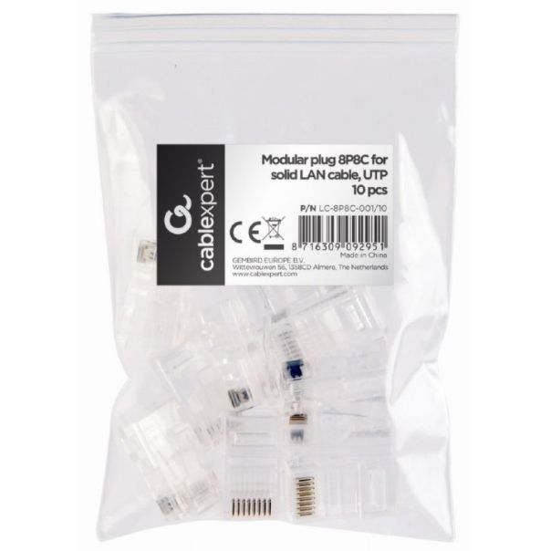 LC-PTU-01/10 Gembird Universal pass-through modular CAT5 UTP plug 8P8C, 10 u pak /CENA PO PAKOVANJU - EP3273893