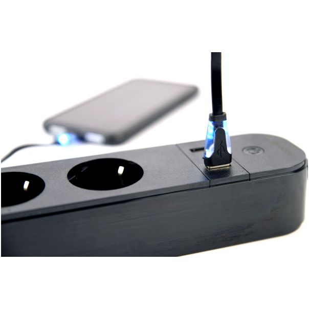 TSL-PS-S4U-01 Gembird pametni produzni kabl sa USB punjenjem, 4 uticnice, 1,5m crni - EP3227683